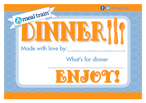 Meal Train Printable Dinner Labels